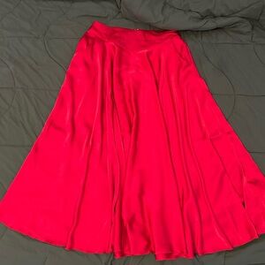Free People Vibrant Hot Pink A-Line Satin Skirt